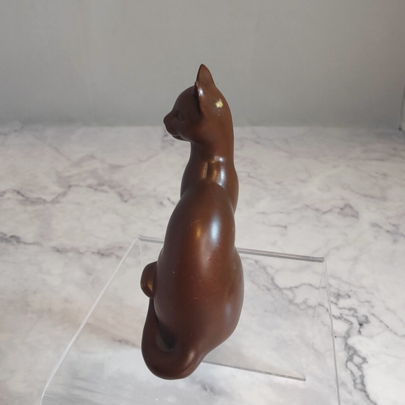 Franklin Mint Curio Cabinet Cat - Third Collection Art Deco brown metal w ball - Picture 3 of 7